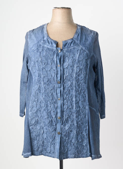 Tunique manches longues fermeture boutonnée sur le devant bleu JUMFIL femme