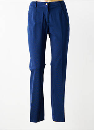 Pantalon droit fermeture zippée sous rabat boutonné bleu JUMFIL femme