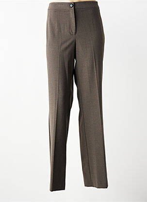 Pantalon droit fermeture zippée sous rabat boutonné gris LAUREN VIDAL femme