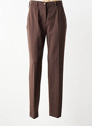 Pantalon droit fermeture zippée sous rabat boutonné marron SAINT HILAIRE femme