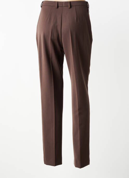 Pantalon droit fermeture zippée sous rabat boutonné marron SAINT HILAIRE femme