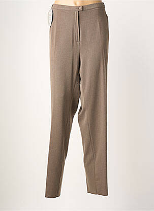 Pantalon droit fermeture zippée sous rabat boutonné taille normale marron CHRISTIAN MARRY femme