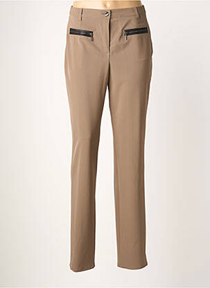 Pantalon slim taille élastique taille haute marron JUMFIL femme