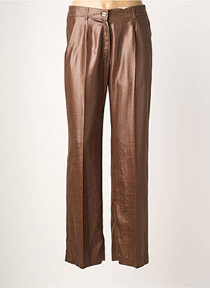 Pantalon droit taille à pinces taille haute marron JUMFIL femme