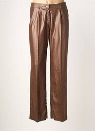 Pantalon droit tissage crêpe taille haute marron JUMFIL femme