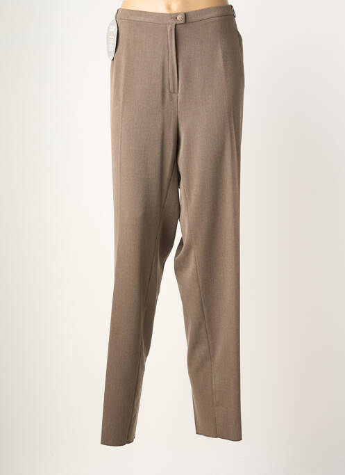 Pantalon droit fermeture zippée sous rabat boutonné taille normale marron CHRISTIAN MARRY femme