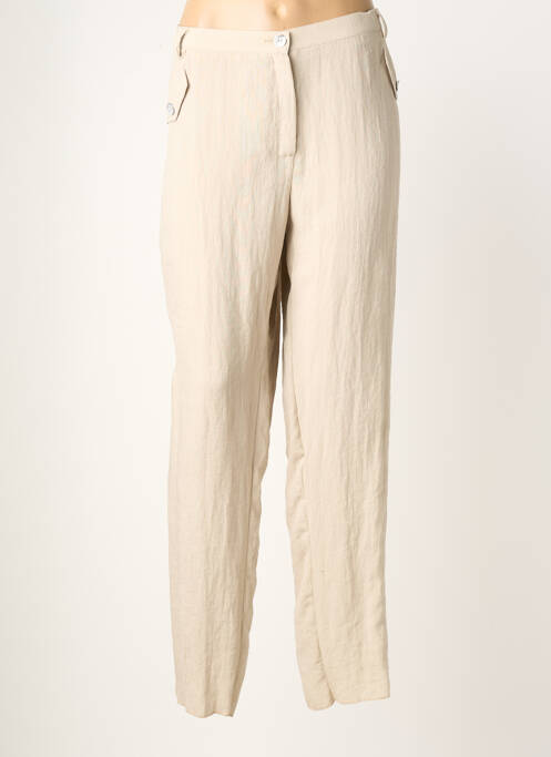 Pantalon droit fermeture zippée sous rabat boutonné taille normale beige JUMFIL femme