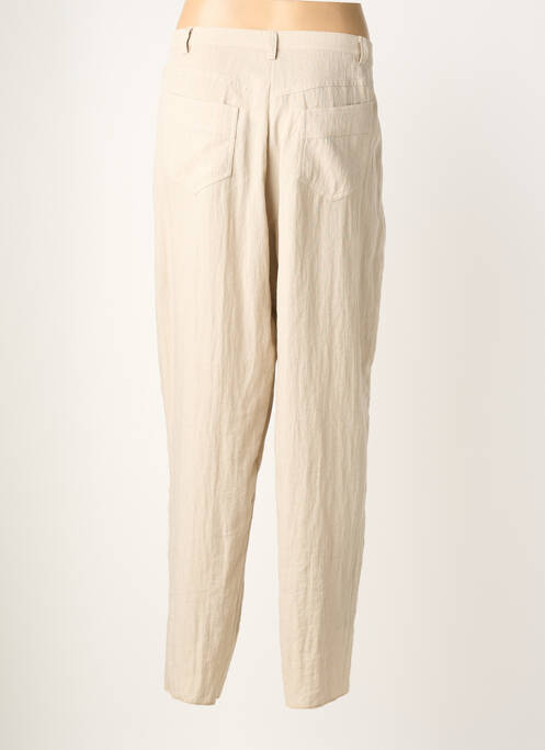 Pantalon droit fermeture zippée sous rabat boutonné taille normale beige JUMFIL femme