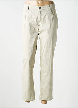 Pantalon 7/8 tissage popeline taille normale beige BRUNO SAINT HILAIRE femme