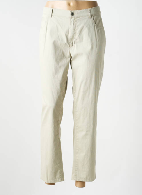 Pantalon 7/8 tissage popeline taille normale beige BRUNO SAINT HILAIRE femme