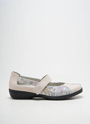 Ballerines fermeture scratch talon plat jusqu'à 3cm beige SUAVE femme