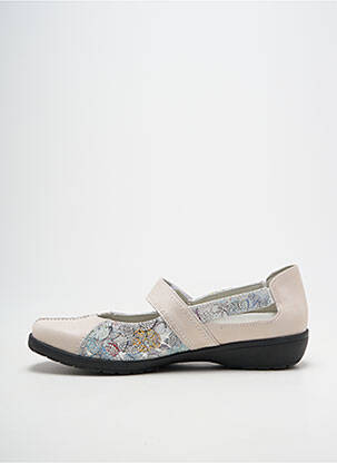 Ballerines fermeture scratch talon plat jusqu'à 3cm beige SUAVE femme