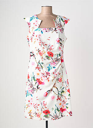 Robe mi-longue imprimé fleurs manches courtes rouge QUATTRO femme
