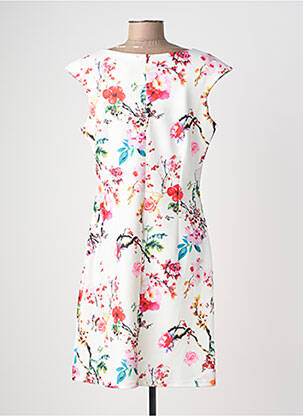 Robe mi-longue imprimé fleurs manches courtes rouge QUATTRO femme