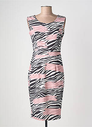 Robe mi-longue imprimé fleurs sans manche rose QUATTRO femme
