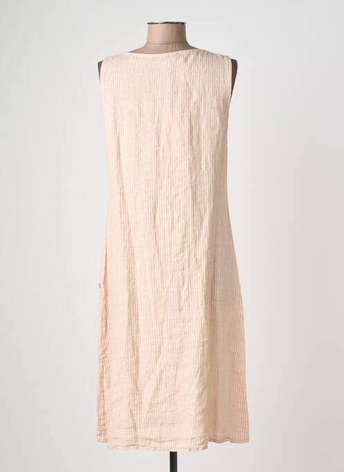 Robe mi-longue tissage crêpe sans manche rose fonce QUATTRO femme