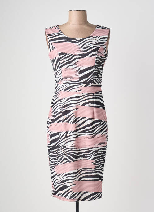 Robe mi-longue imprimé fleurs sans manche rose QUATTRO femme