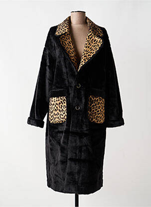 Manteau long coupe droite sans capuche noir ALESSIA  femme
