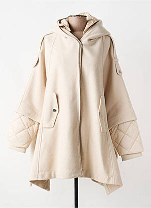 Manteau long fermeture pressionnée a capuche beige BEAUMONT femme