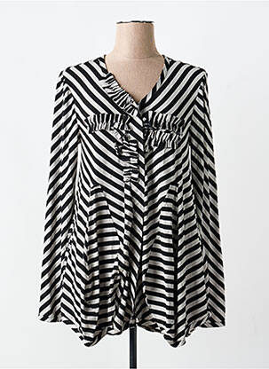 Blouse imprimé fantaisie manches longues noir KEDZIOREK femme