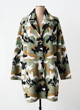 Manteau long coupe droite sans capuche vert REVER MILE femme