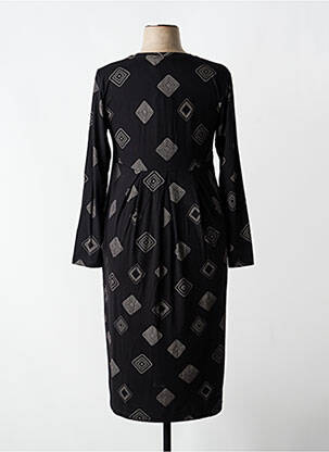 Robe mi-longue imprimé fantaisie manches longues noir MASAI femme