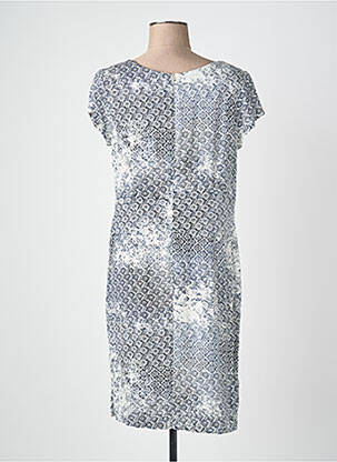 Robe mi-longue fermeture zippée au dos manches courtes bleu QUATTRO femme