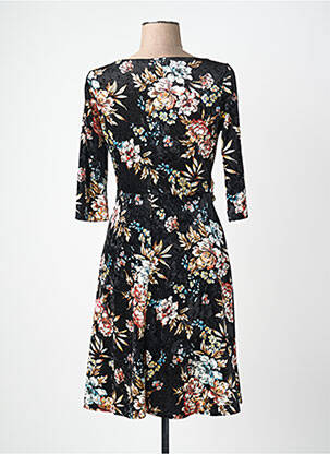 Robe mi-longue imprimé fleurs manches 3/4 noir QUATTRO femme