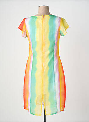 Robe mi-longue imprimé fleurs manches courtes orange QUATTRO femme