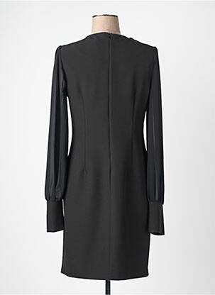 Robe mi-longue tissage crêpe manches longues noir QUATTRO femme