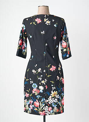 Robe mi-longue imprimé fleurs manches 3/4 noir QUATTRO femme