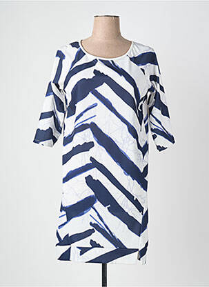 Robe courte manches courtes manches courtes bleu QUATTRO femme