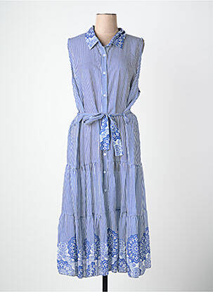 Robe longue coupe évasée sans manche bleu QUATTRO femme