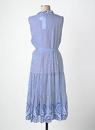 Robe longue coupe évasée sans manche bleu QUATTRO femme