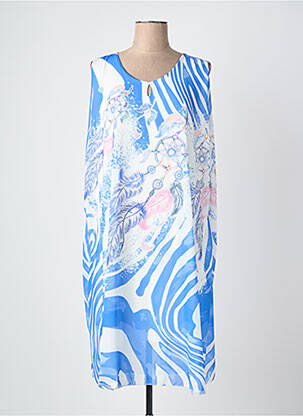 Robe mi-longue coupe fluide sans manche bleu QUATTRO femme