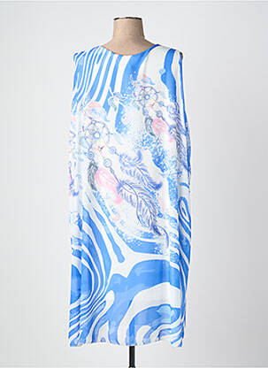 Robe mi-longue coupe fluide sans manche bleu QUATTRO femme
