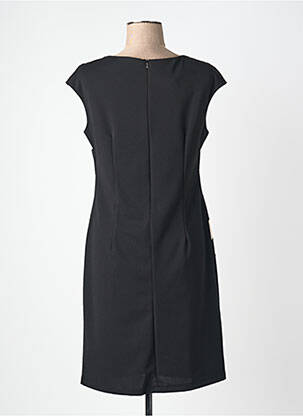 Robe mi-longue tissage crêpe manches courtes noir QUATTRO femme