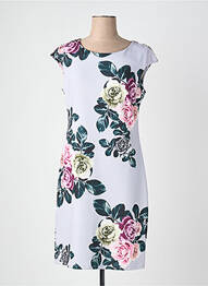 Robe mi-longue imprimé fleurs manches courtes gris QUATTRO femme