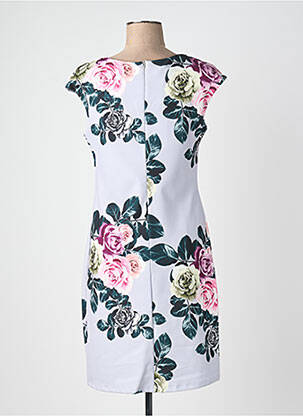 Robe mi-longue imprimé fleurs manches courtes gris QUATTRO femme
