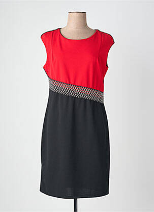 Robe mi-longue tissage crêpe manches courtes rouge QUATTRO femme