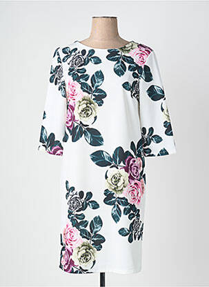Robe courte manches 3/4 manches 3/4 beige QUATTRO femme