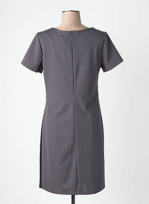 Robe mi-longue tissage crêpe manches courtes gris QUATTRO femme