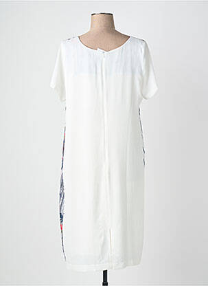 Robe mi-longue coupe fluide manches courtes bleu QUATTRO femme
