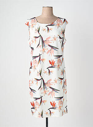 Robe mi-longue imprimé fleurs sans manche orange QUATTRO femme
