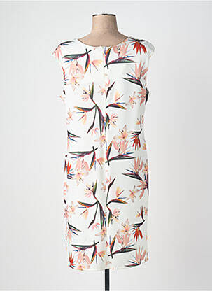 Robe mi-longue imprimé fleurs sans manche beige QUATTRO femme