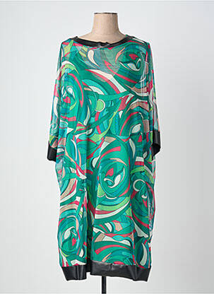 Robe mi-longue coupe fluide manches 3/4 vert QUATTRO femme