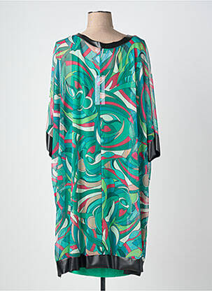 Robe mi-longue coupe fluide manches 3/4 vert QUATTRO femme