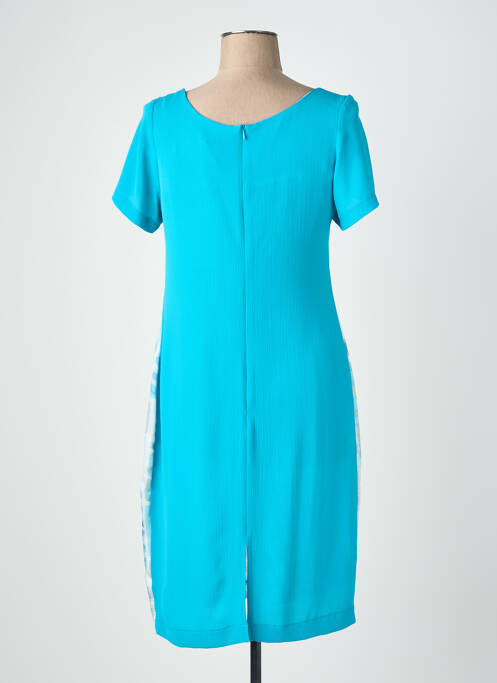 Robe mi-longue tissage crêpe manches courtes bleu QUATTRO femme