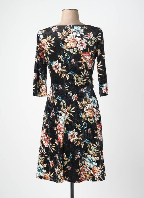 Robe mi-longue imprimé fleurs manches 3/4 noir QUATTRO femme
