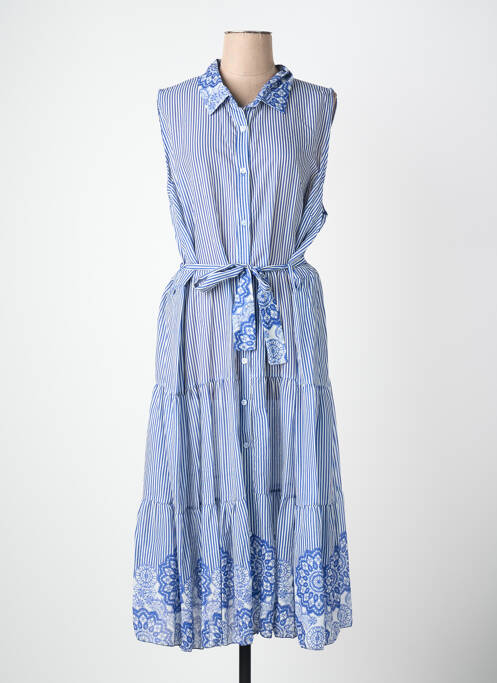 Robe longue coupe évasée sans manche bleu QUATTRO femme